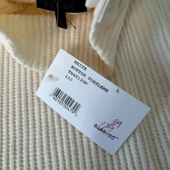 The Range Thermal Knit Button Turtleneck Top Size L Cream Preppy Chic - Picture 9 of 11
